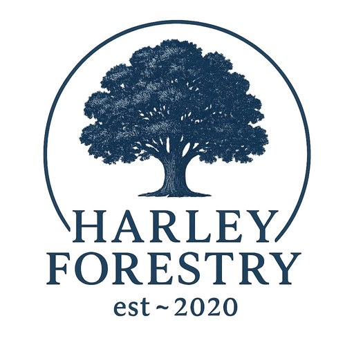 Harley Forestry logo — an oak tree inside a circle